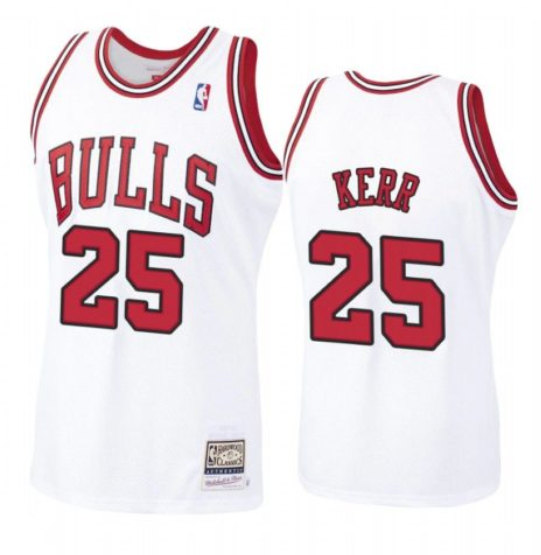 Men's Chicago Bulls #25 Steve Kerr White Throwback Stitched Jersey Men's Chicago Bulls #25 Steve Kerr White Throwback Stitched Jersey